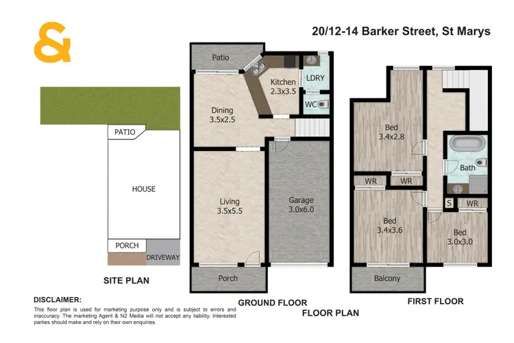 Floorplan of Homely townhouse listing, 20/12-14 Barker Street, St Marys NSW 2760