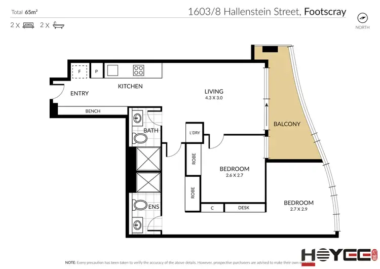 Floorplan of Homely apartment listing, 1603/8 Hallenstein St,, Footscray VIC 3011