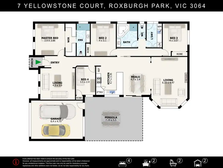 Floorplan of Homely house listing, 7 Yellowstone Court, Roxburgh Park VIC 3064