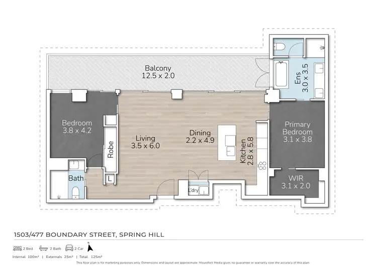 Floorplan of Homely apartment listing, 1503/477 Boundary Street, Spring Hill QLD 4000