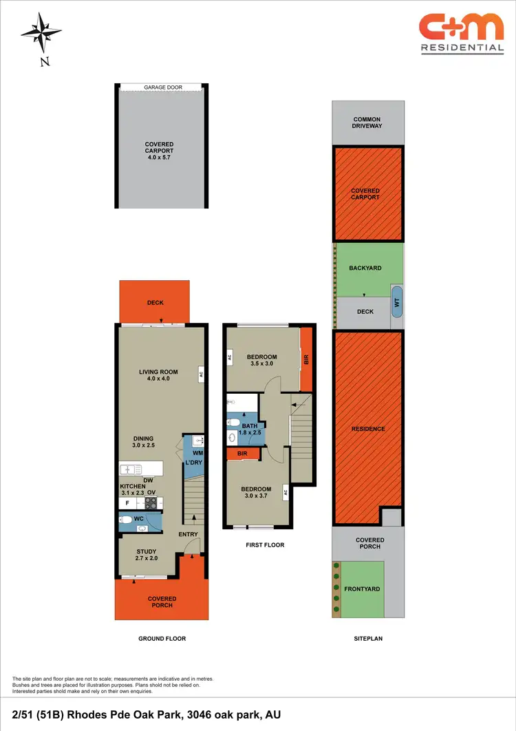 Floorplan of Homely townhouse listing, 51B Rhodes Pde, Oak Park VIC 3046