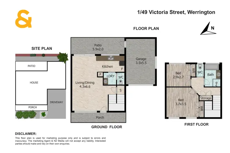 Floorplan of Homely townhouse listing, 1/49 Victoria Street, Werrington NSW 2747