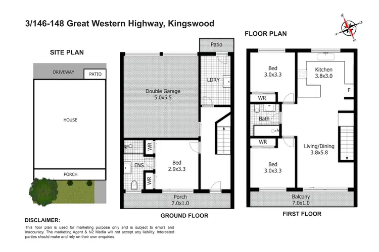 Floorplan of Homely townhouse listing, 3/146 - 148 Great Western Highway, Kingswood NSW 2747