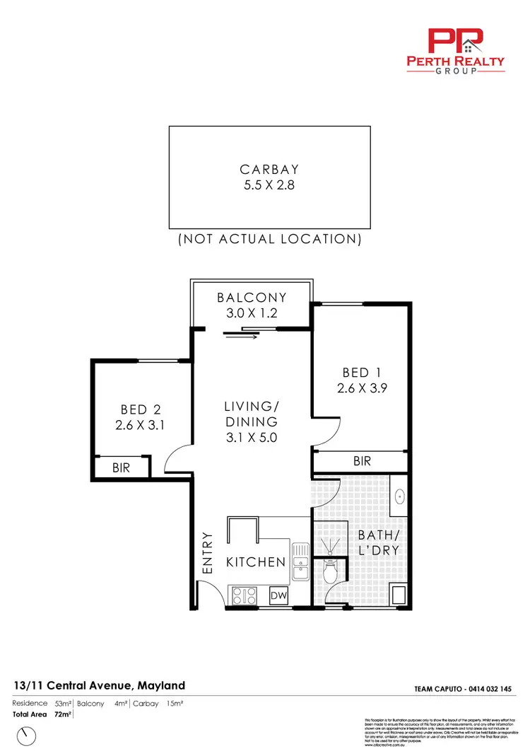 Floorplan of Homely apartment listing, 13/11 Central Avenue, Maylands WA 6051