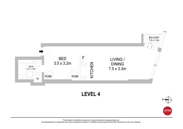 Floorplan of Homely studio listing, 421/1 Sergeants Lane, St Leonards NSW 2065