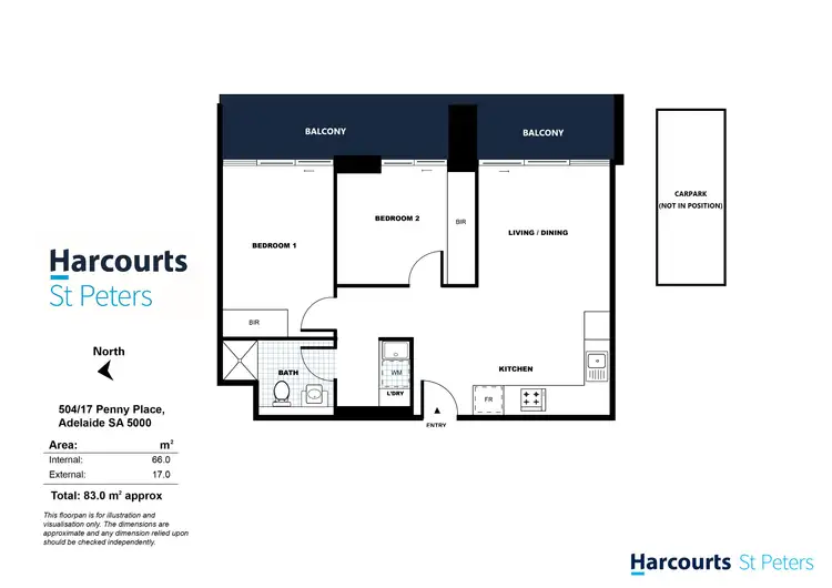 Floorplan of Homely apartment listing, 504/17 Penny Place, Adelaide SA 5000