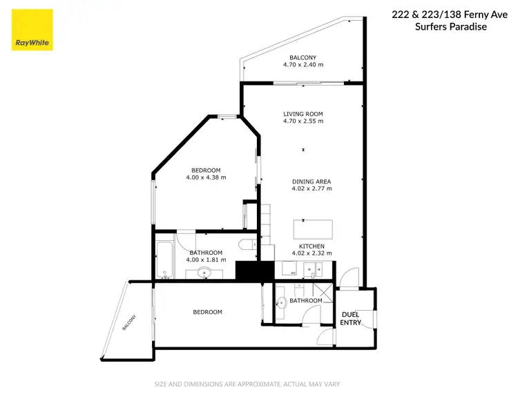 Floorplan of Homely unit listing, 222 & 223/132-138 Ferny Avenue, Surfers Paradise QLD 4217