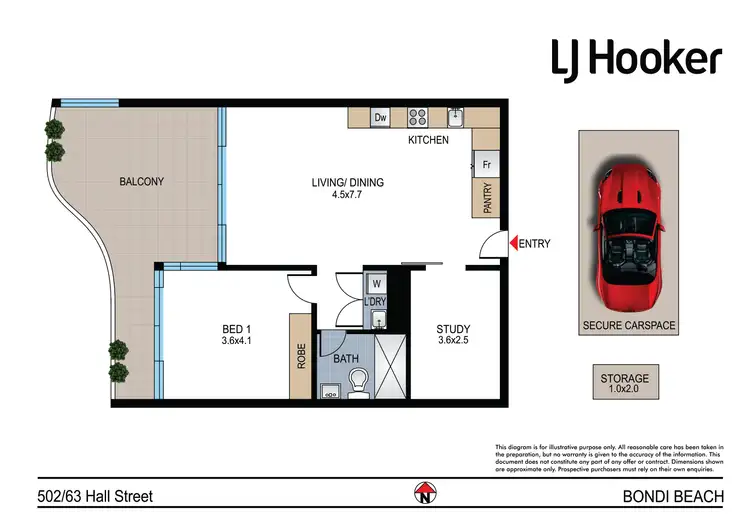 Floorplan of Homely apartment listing, 502/63 Hall Street, Bondi Beach NSW 2026