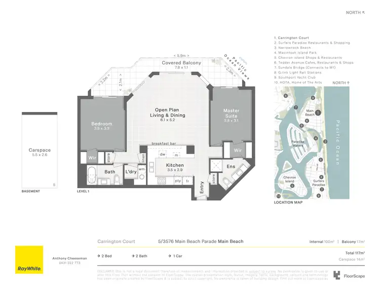 Floorplan of Homely apartment listing, 5/3576 Main Beach Parade, Main Beach QLD 4217