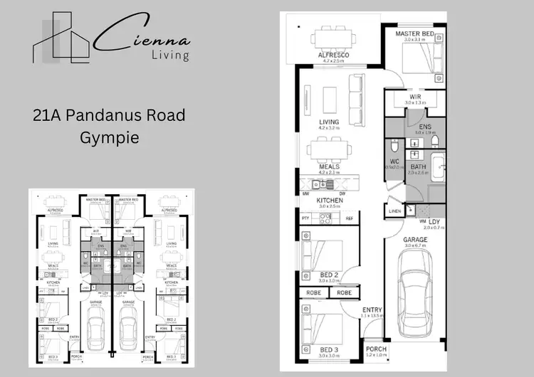 Floorplan of Homely semi-detached listing, 21A Pandanus Street, Gympie QLD 4570