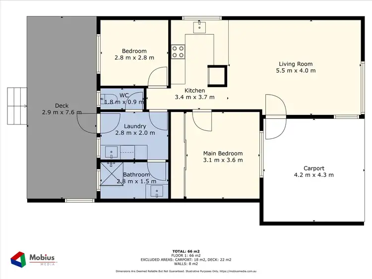 Floorplan of Homely semi-detached listing, 23B Ochiltree Way, Kardinya WA 6163