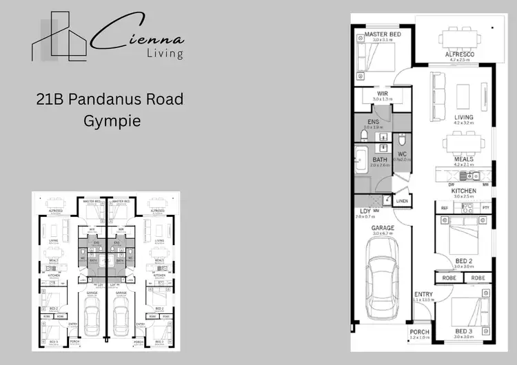 Floorplan of Homely semi-detached listing, 21B Pandanus Street, Gympie QLD 4570