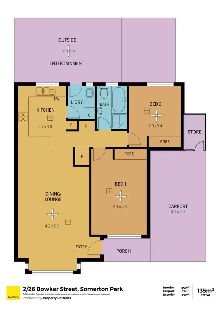 Floorplan of Homely unit listing, 2/26 Bowker Street, Somerton Park SA 5044