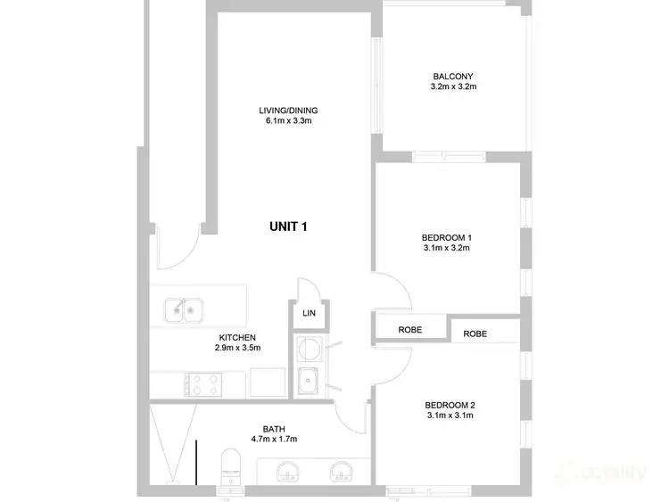 Floorplan of Homely apartment listing, 1/67 Wray Avenue, Fremantle WA 6160