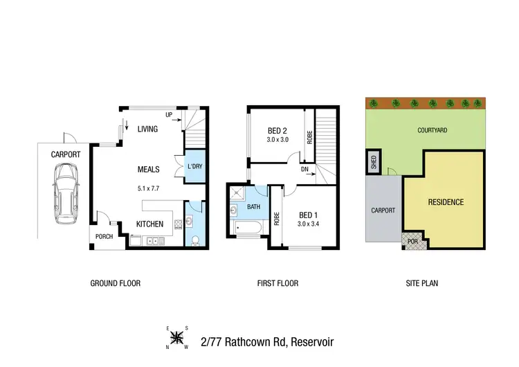 Floorplan of Homely townhouse listing, 2/77 Rathcown Road, Reservoir VIC 3073