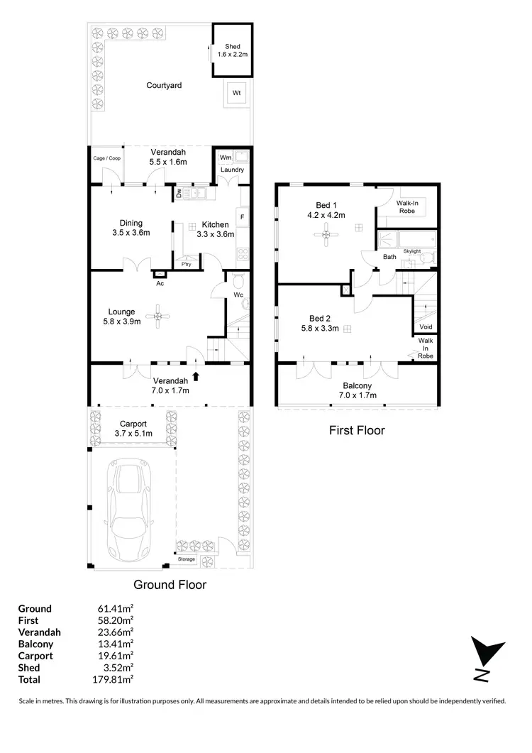 Floorplan of Homely townhouse listing, 1/7A Oxford Street, Hackney SA 5069