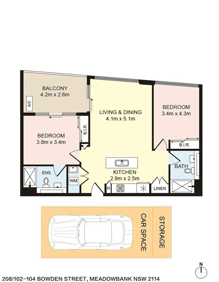 Floorplan of Homely apartment listing, 208/102-104 Bowden Street, Meadowbank NSW 2114