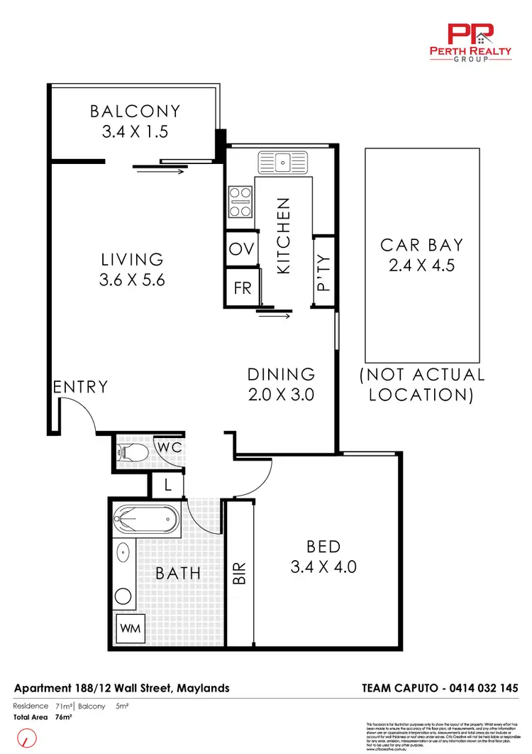 Floorplan of Homely apartment listing, 188/12 Wall Street, Maylands WA 6051