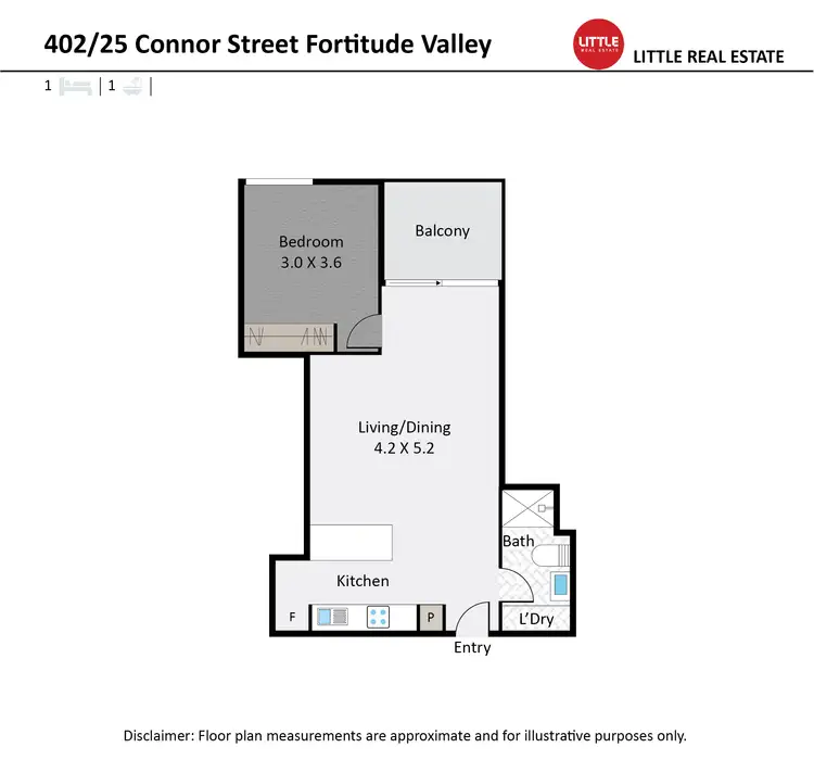 Floorplan of Homely apartment listing, 402/25 Connor Street, Fortitude Valley QLD 4006