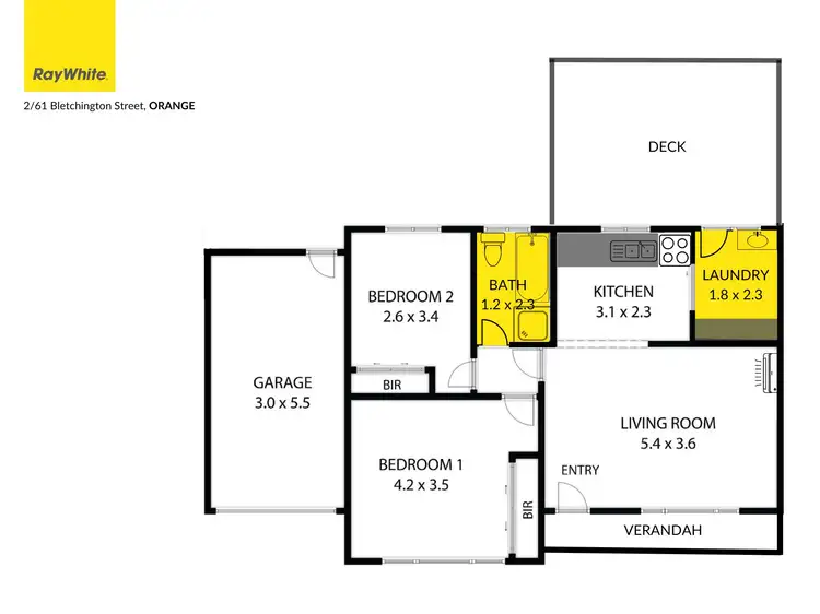 Floorplan of Homely unit listing, 2/61 Bletchington Street, Orange NSW 2800