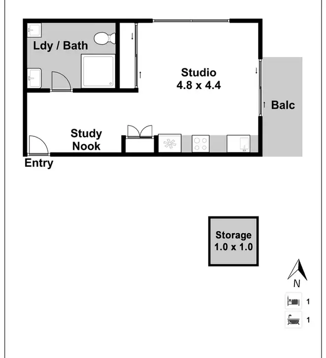 Floorplan of Homely studio listing, 322/21C Durham Street, Mount Druitt NSW 2770