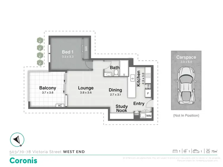 Floorplan of Homely unit listing, 503/70-78 Victoria Street, West End QLD 4101