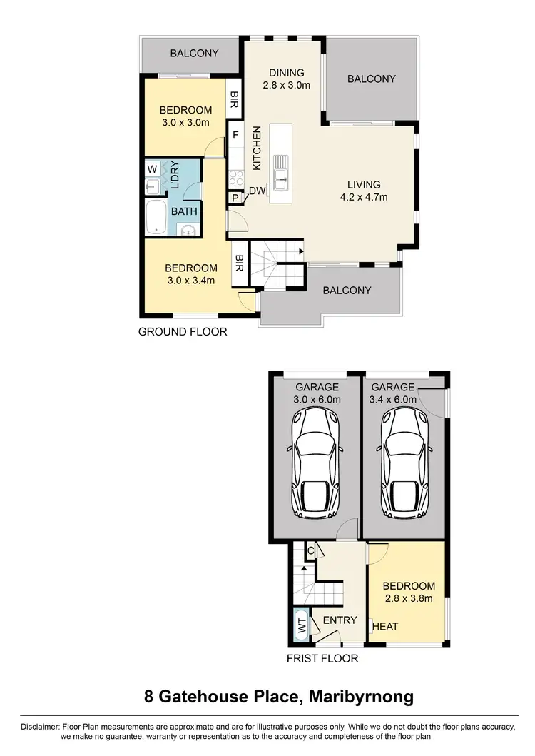 Floorplan of Homely townhouse listing, 8 Gatehouse Place, Maribyrnong VIC 3032
