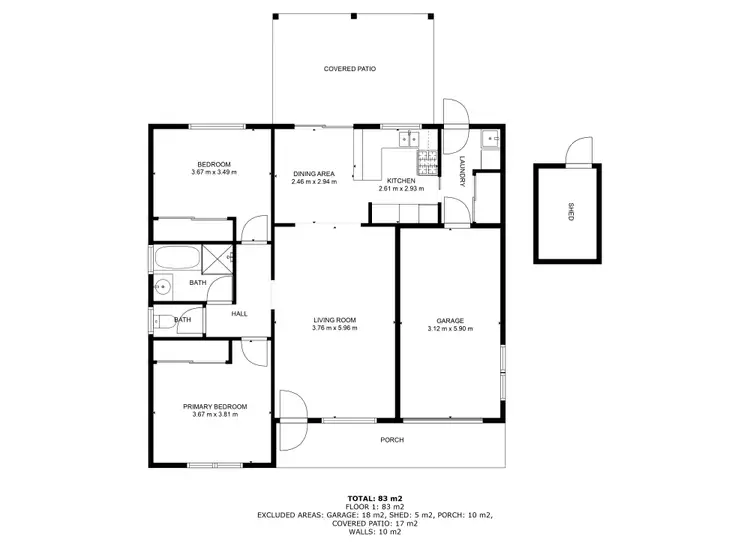 Floorplan of Homely unit listing, 1/228 Alexandra Street, East Albury NSW 2640