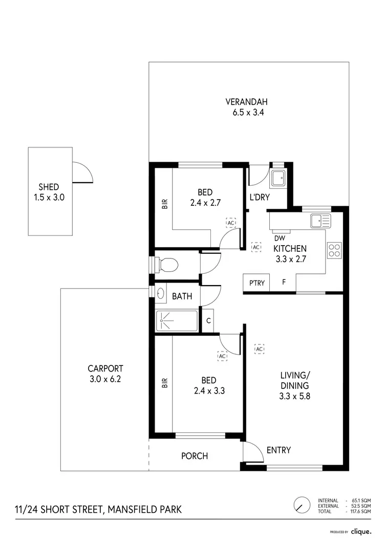 Floorplan of Homely unit listing, 11/24 Short Street, Mansfield Park SA 5012