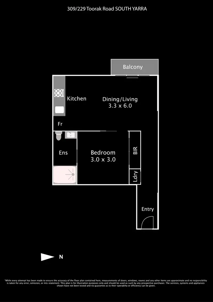 Floorplan of Homely apartment listing, 309/229 Toorak Road, South Yarra VIC 3141