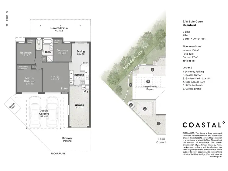 Floorplan of Homely semi-detached listing, 2/11 Epic Court, Oxenford QLD 4210
