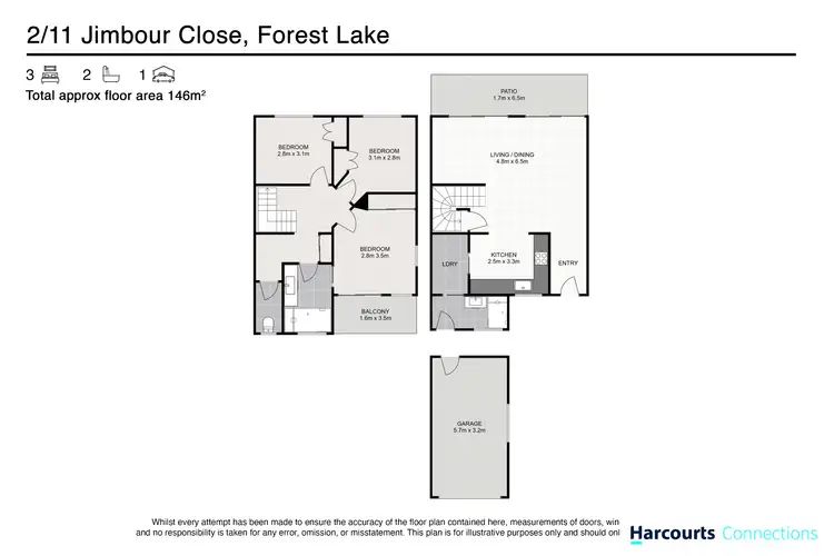 Floorplan of Homely townhouse listing, 2/11 Jimbour Close, Forest Lake QLD 4078