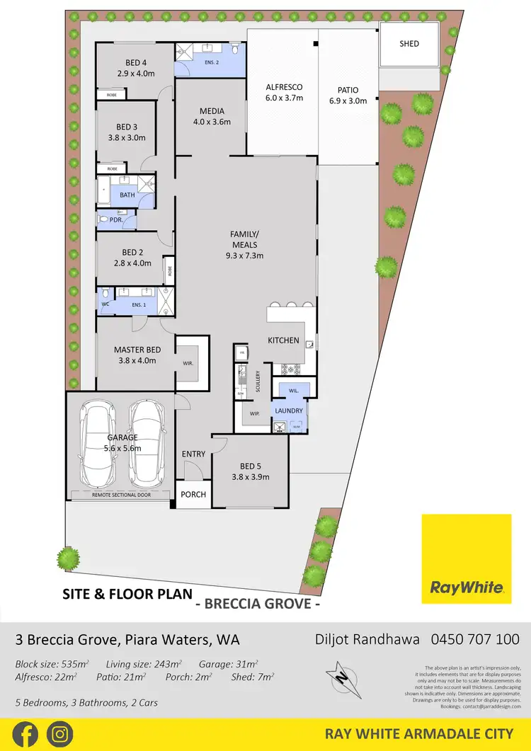 Floorplan of Homely house listing, 3 Breccia Grove, Piara Waters WA 6112