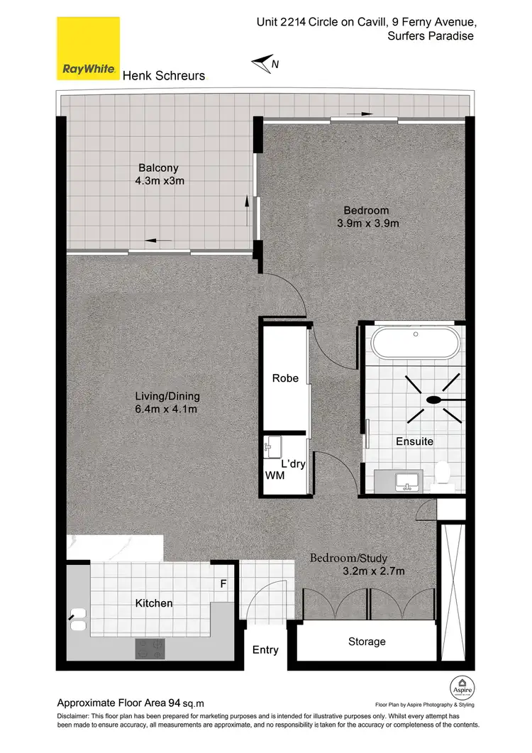 Floorplan of Homely apartment listing, 2214/9 Ferny Avenue, Surfers Paradise QLD 4217