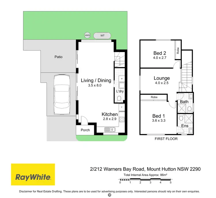 Floorplan of Homely townhouse listing, 2/212 Warners Bay Road, Mount Hutton NSW 2290