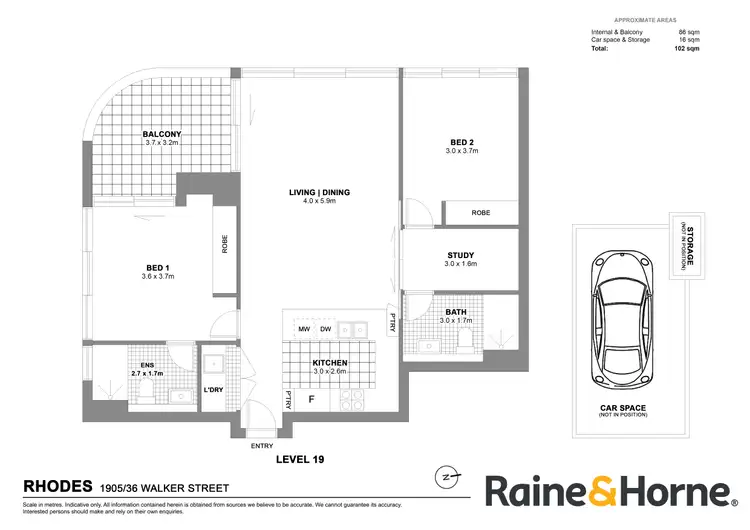 Floorplan of Homely apartment listing, 1905/36 Walker Street, Rhodes NSW 2138