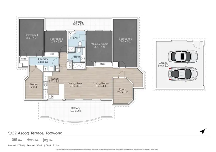 Floorplan of Homely apartment listing, 9/22 Ascog Terrace, Toowong QLD 4066