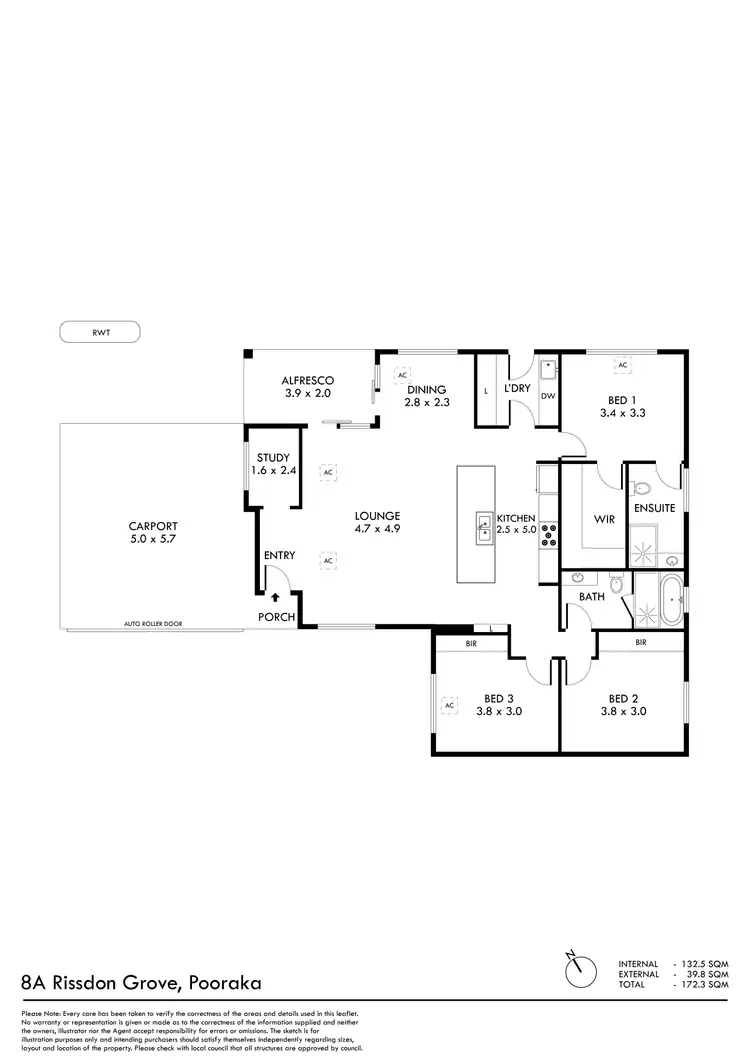 Floorplan of Homely house listing, 8a Rissdon Grove, Pooraka SA 5095