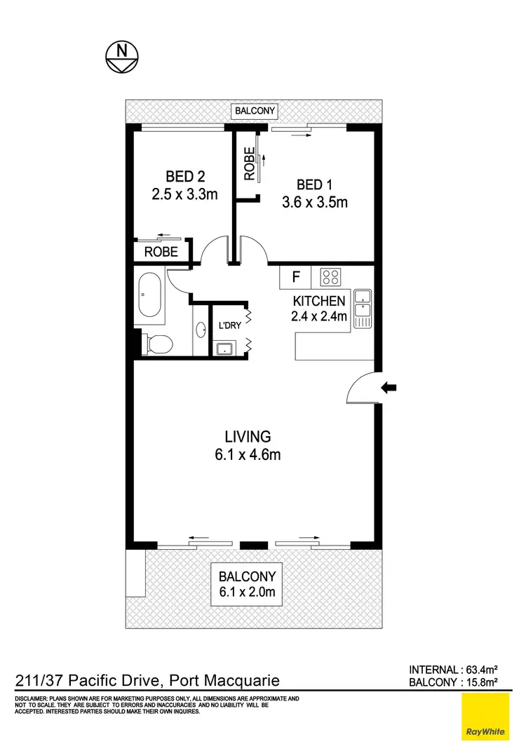 Floorplan of Homely unit listing, 211/37 Pacific Drive, Port Macquarie NSW 2444