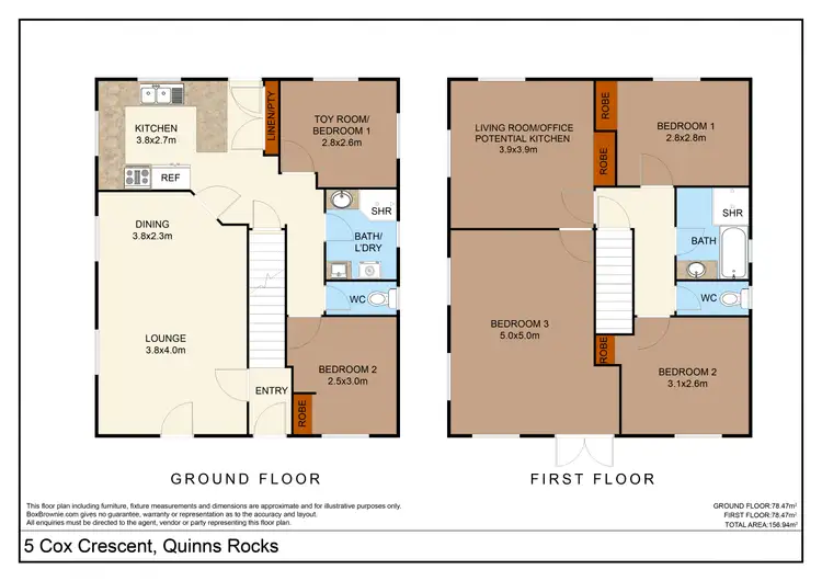 Floorplan of Homely house listing, 5 Cox Crescent, Quinns Rocks WA 6030