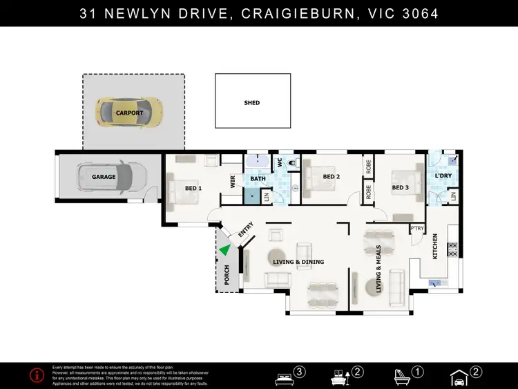 Floorplan of Homely house listing, 31 Newlyn Drive, Craigieburn VIC 3064