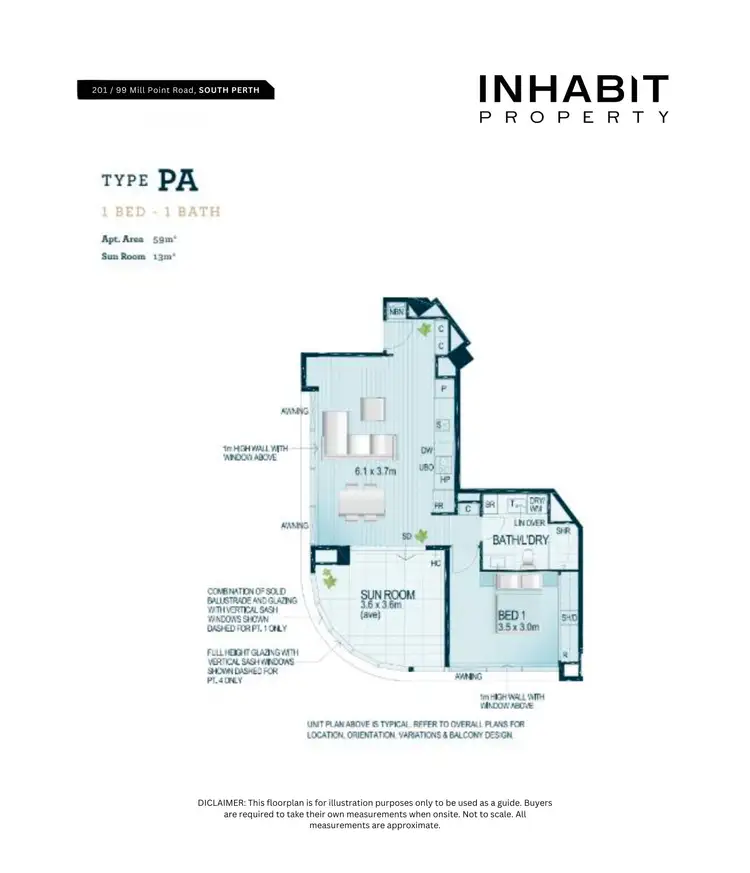 Floorplan of Homely apartment listing, 201/99 Mill Point Road, South Perth WA 6151
