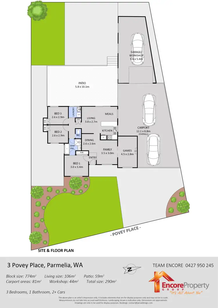 Floorplan of Homely house listing, 3 Povey Place, Parmelia WA 6167
