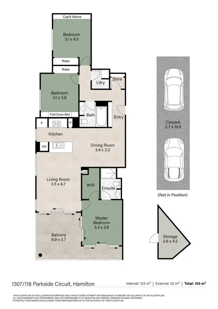 Floorplan of Homely apartment listing, 1307/118 Parkside Circuit, Hamilton QLD 4007