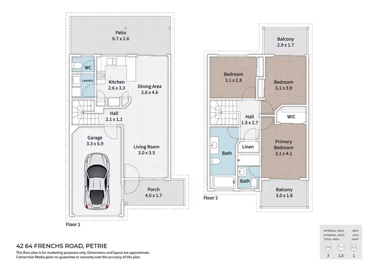 Floorplan of Homely townhouse listing, 42/64 Frenchs Road, Petrie QLD 4502