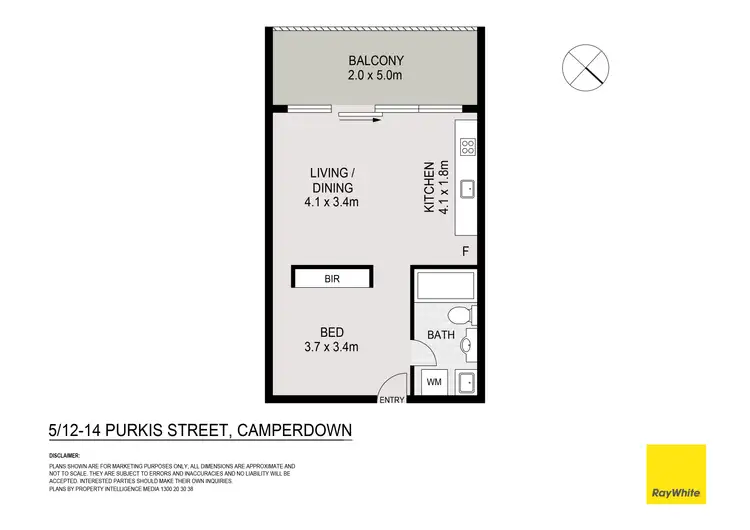 Floorplan of Homely studio listing, 5/12-14 Purkis Street, Camperdown NSW 2050