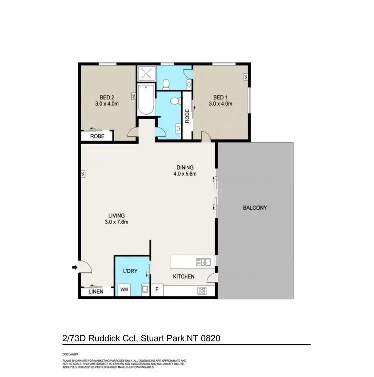 Floorplan of Homely apartment listing, 2/73D Ruddick Circuit, Stuart Park NT 820