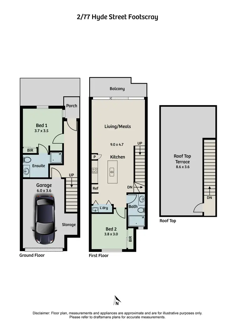 Floorplan of Homely townhouse listing, 2/77 Hyde Street, Footscray VIC 3011