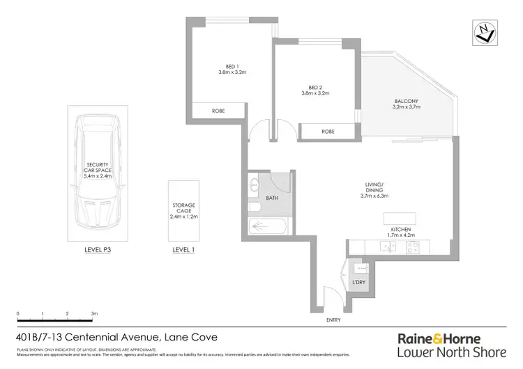 Floorplan of Homely apartment listing, 401B/7-13 Centennial Avenue, Lane Cove NSW 2066