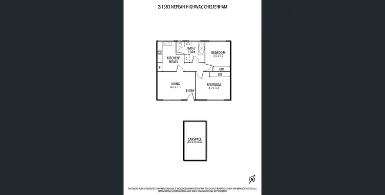 Floorplan of Homely apartment listing, 2/1383 Nepean Highway, Cheltenham VIC 3192